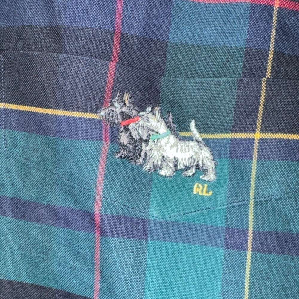 Vintage Polo Ralph Lauren Blake Dog Tartan Plaid Button Down Oxford - Picture 3 of 5